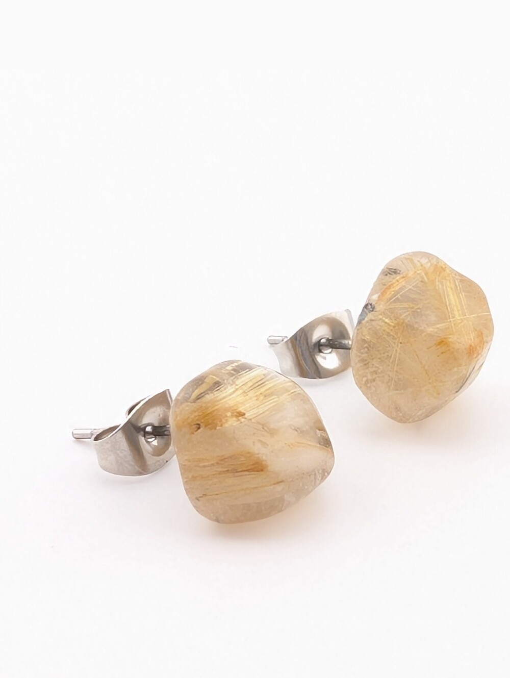 Honey Rutilated Quartz Gemstone Earrings - Picture 2 of 8